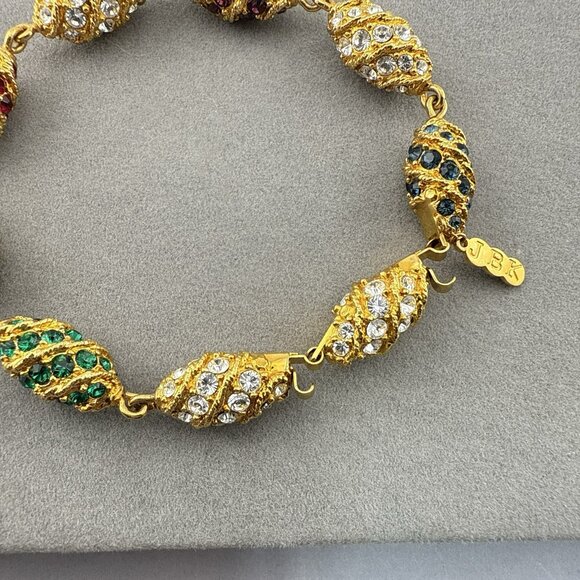 Camrose and Kross JBK Bracelet Rhinestone Royal Egg Jackie Kennedy Gold Tone - Picture 9 of 15